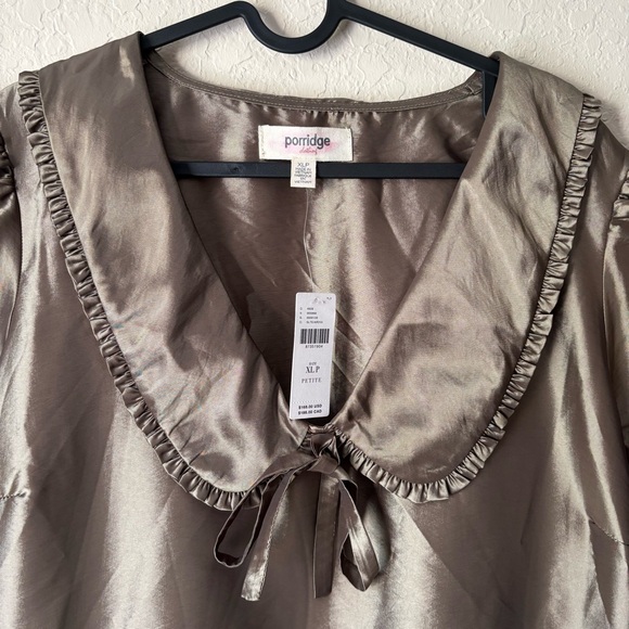 Anthropologie | Porridge Women's Short-Sleeve Collared Taffetta Mini Dress XLP - Picture 5 of 9